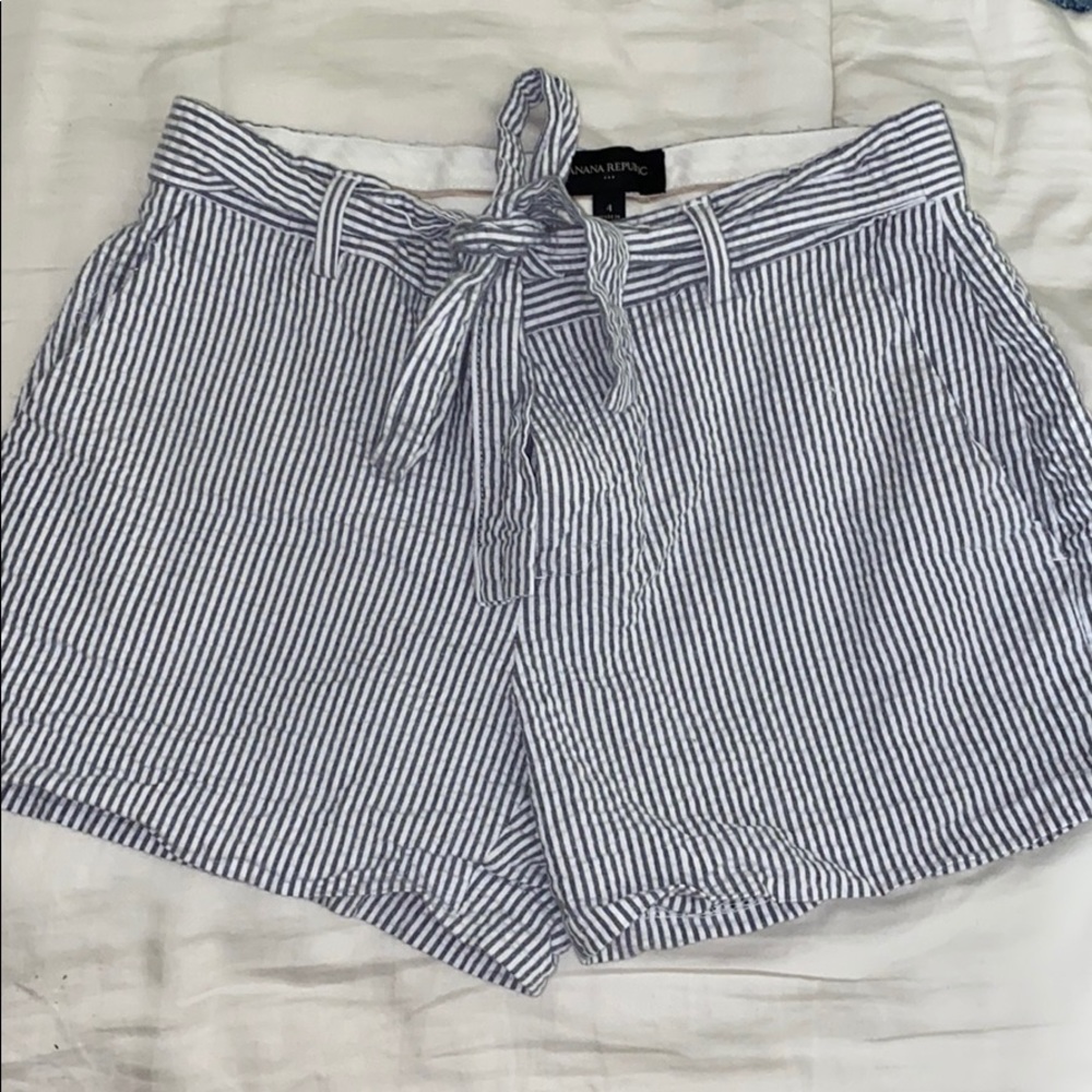 Blue& White Stripped Tie Shorts